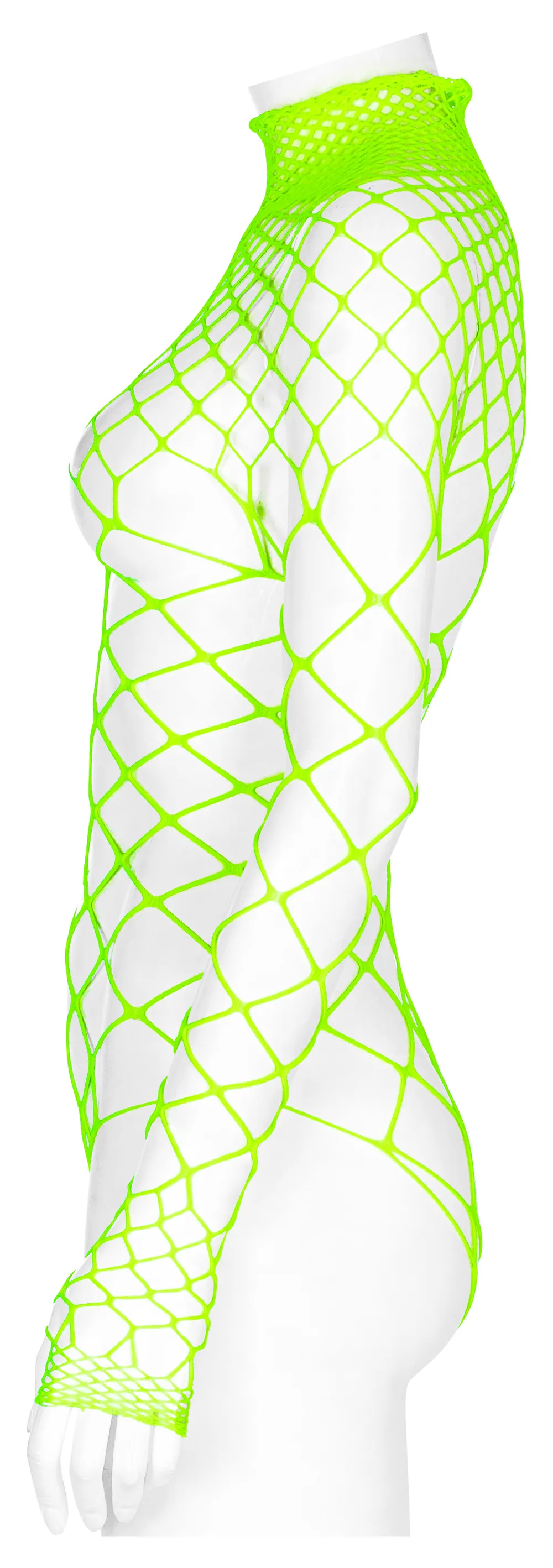 Neon Green Mesh Bodysuit - Edgy Long Sleeve