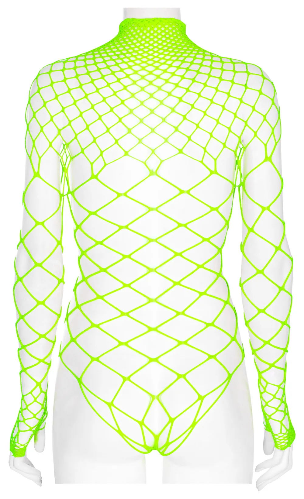 Neon Green Mesh Bodysuit - Edgy Long Sleeve