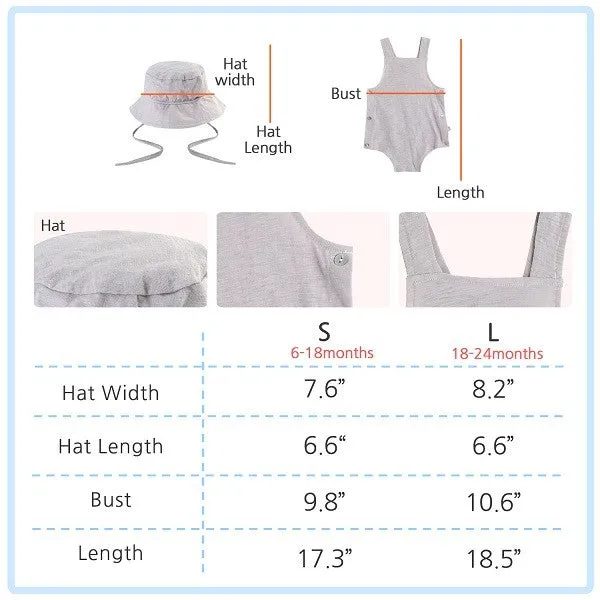 Newborn Infant Baby Bodysuit with Grey Hat Apron