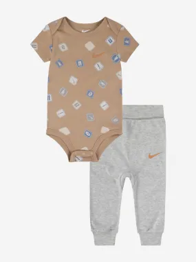 Nike Baby AOP Bodysuit And Leggings Set in Beige