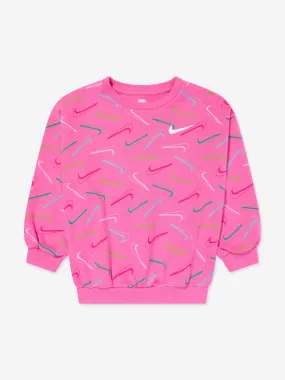 Nike Girls Swoosh Logo Sweatshirt in Pink