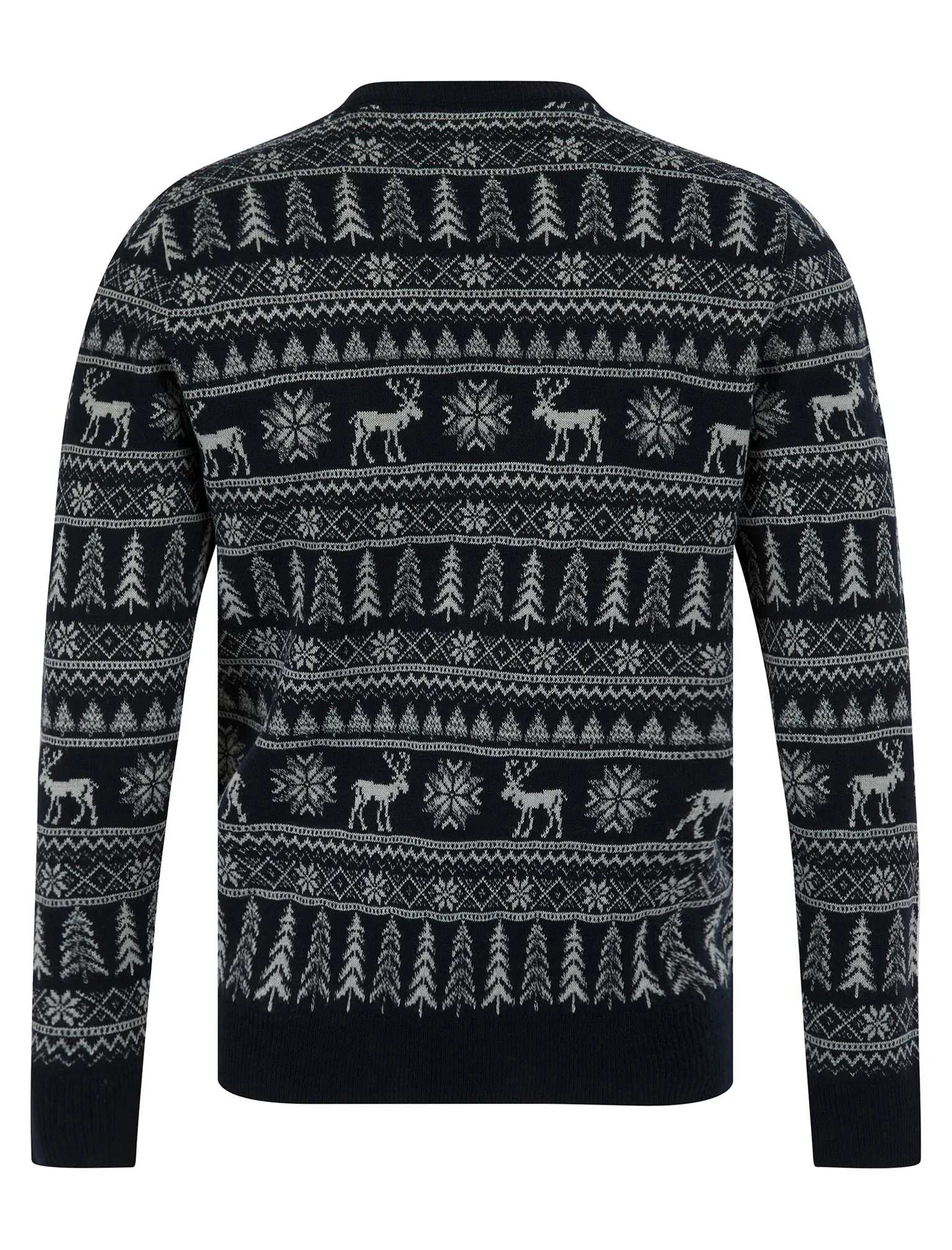 Nilsen Jacquard Nordic Fair isle Christmas Jumper in Ink - Merry Christmas