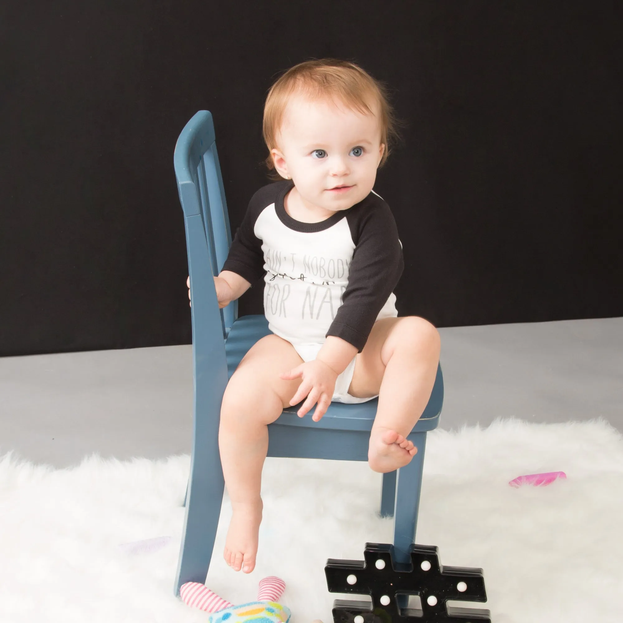 Nobody Got Time 3/4 Length Black Sleeve Onesie