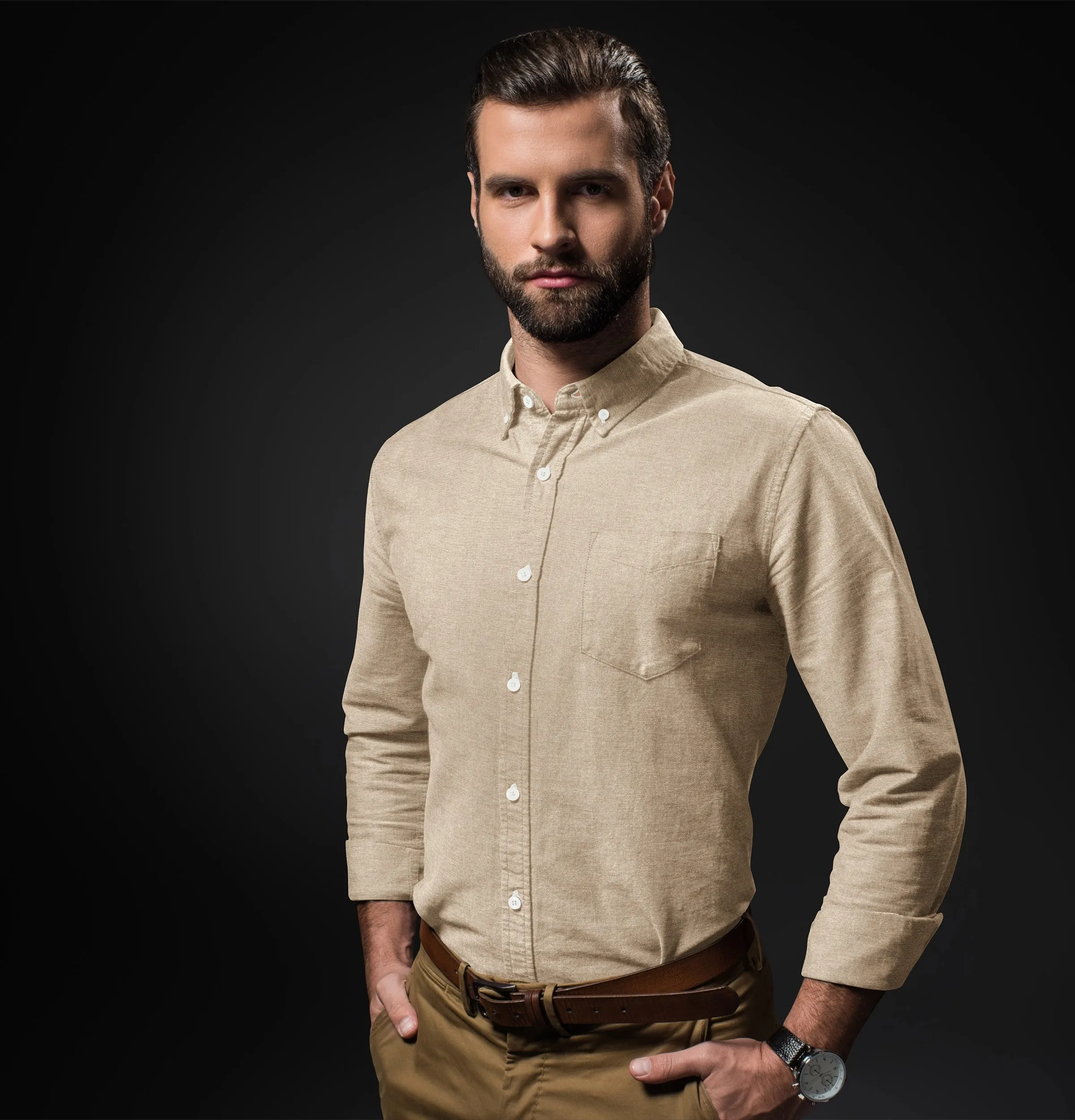 Oxford Button-Down - Long Sleeve - Tan