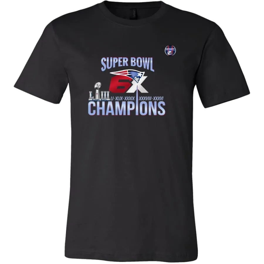 patriots Fan Shirt Mens Womens| nfl 6X super bowl champions Fan T Shirts| Graphic Tee (4 Colors)