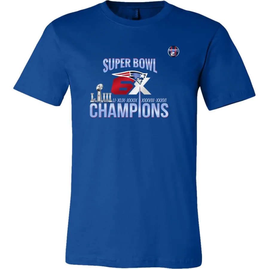 patriots Fan Shirt Mens Womens| nfl 6X super bowl champions Fan T Shirts| Graphic Tee (4 Colors)