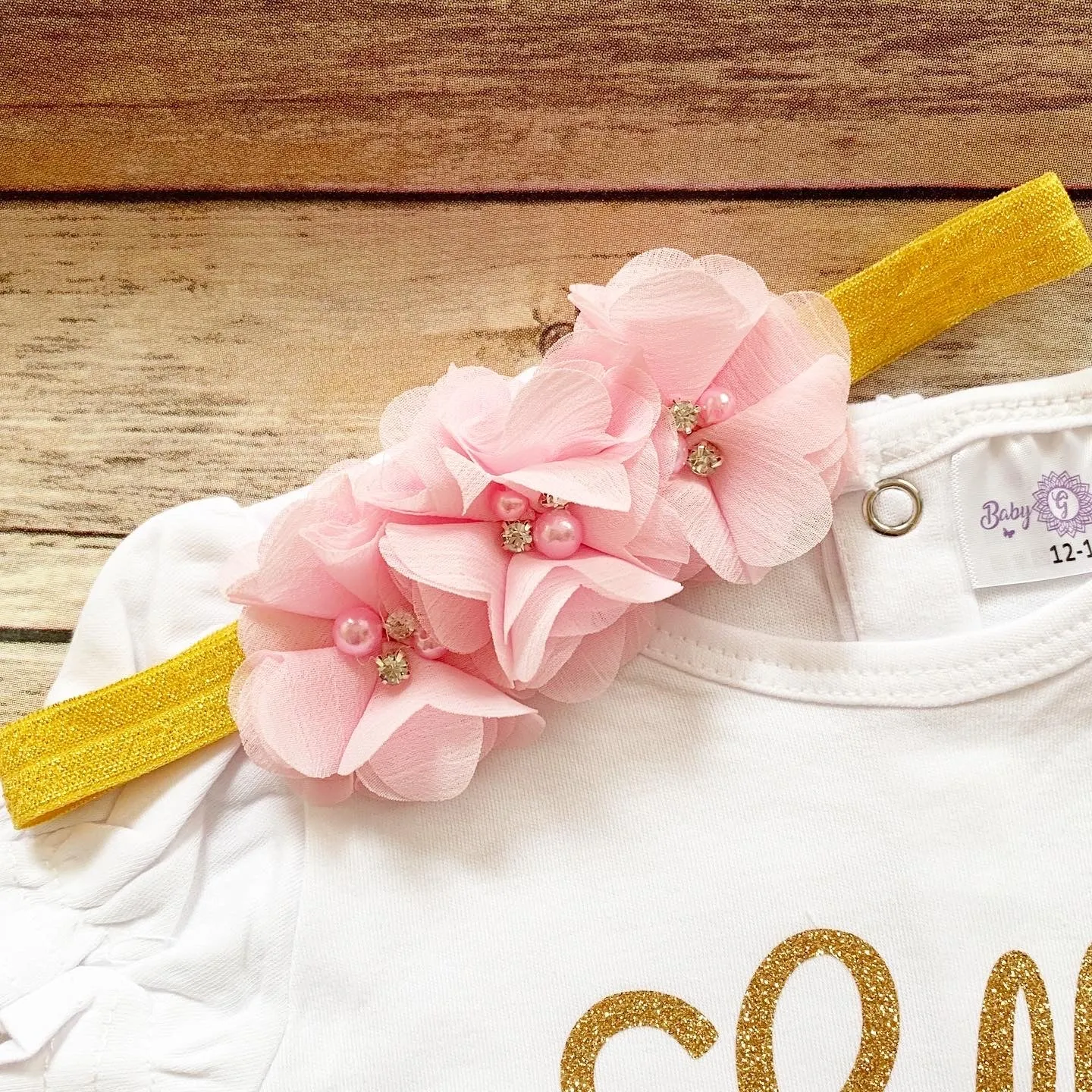 Personalized 1st birthday outfit-gold