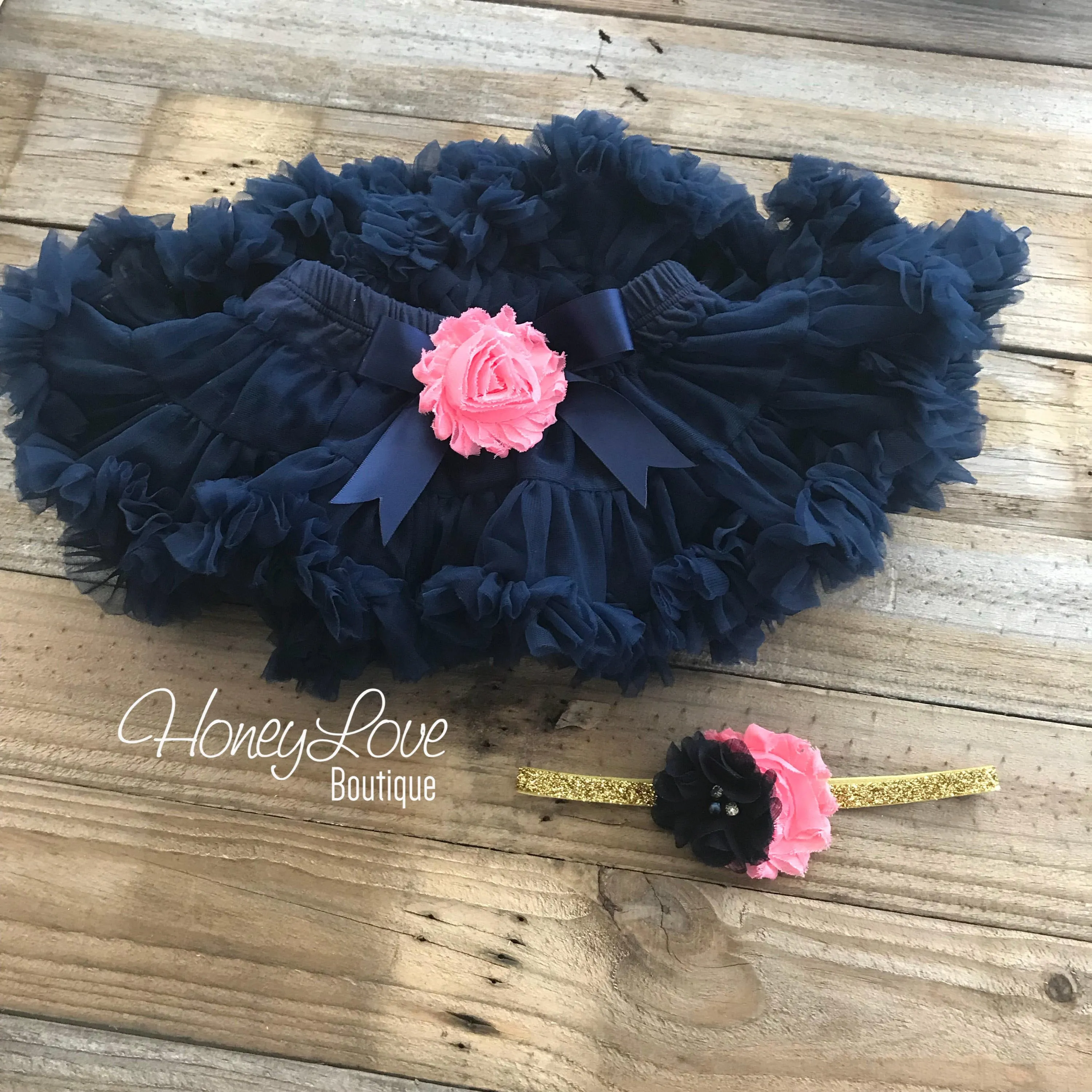 Personalized 1st Birthday Princess outfit - Gold Glitter and Navy Blue - embellished pettiskirt