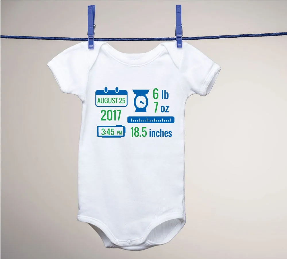 Personalized Birth Announcement Baby Onesie