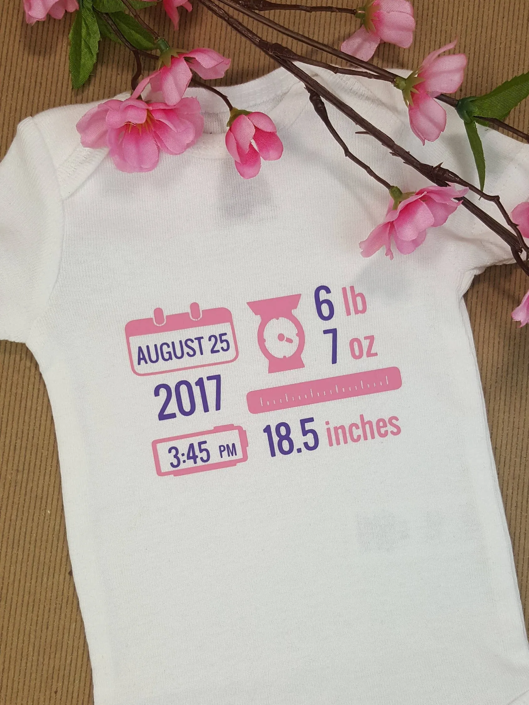 Personalized Birth Announcement Baby Onesie