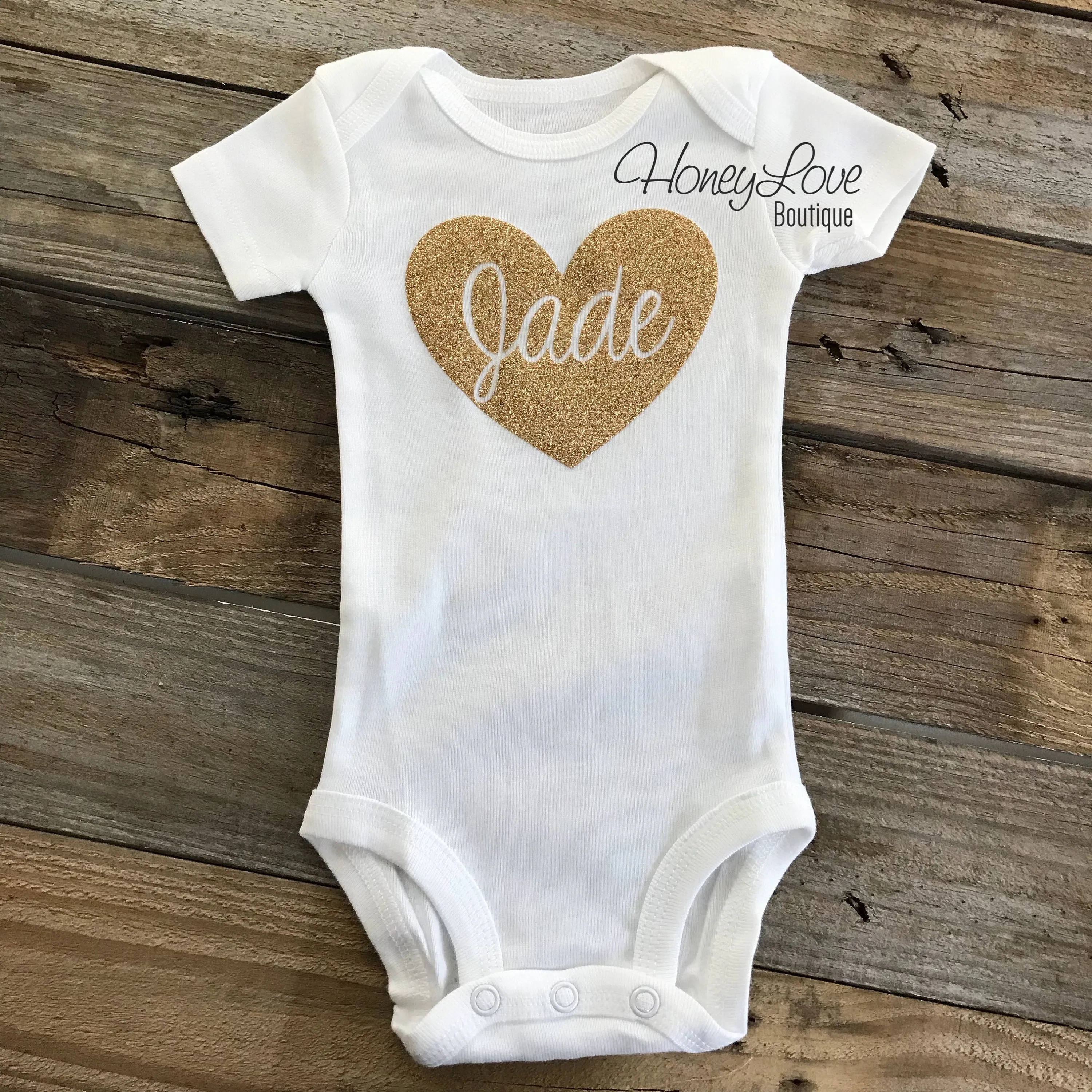 PERSONALIZED Name inside Heart - Gold glitter and Peach - embellished tutu skirt bloomer