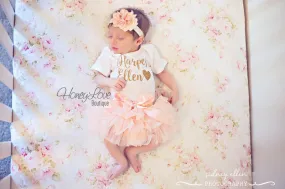 PERSONALIZED Name Outfit - Gold Glitter and Peach