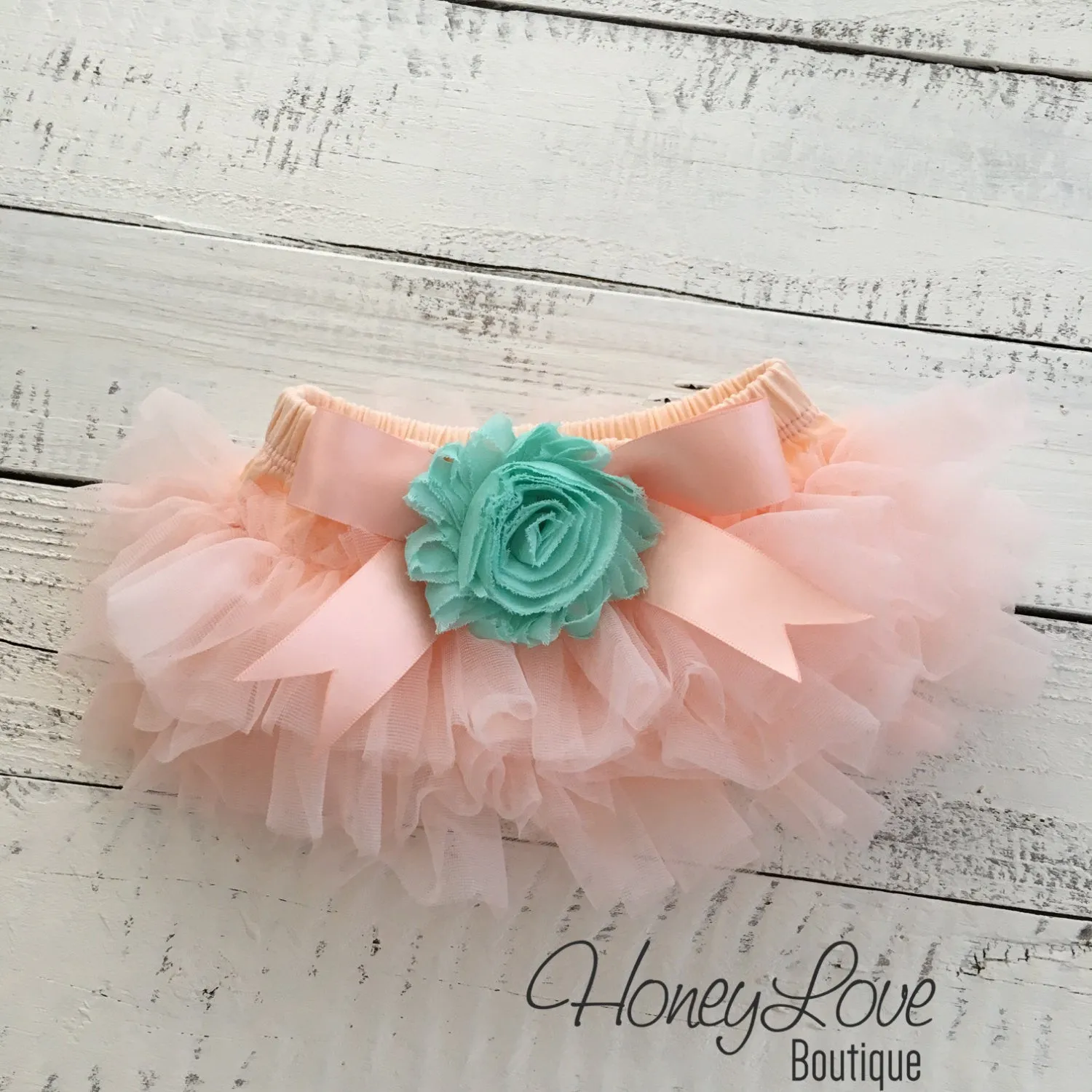 PERSONALIZED Name Outfit - Gold glitter and Peach/Mint/Aqua - embellished tutu skirt bloomers