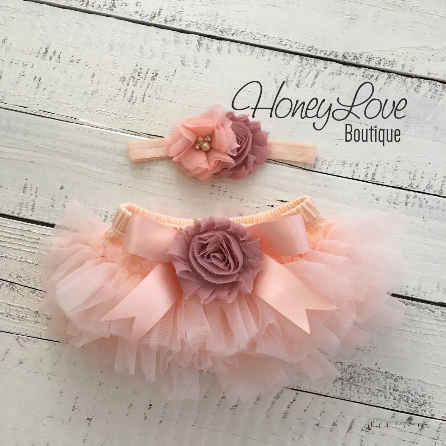 PERSONALIZED Name Outfit - Gold glitter and Peach/Vintage Pink - embellished tutu skirt bloomers