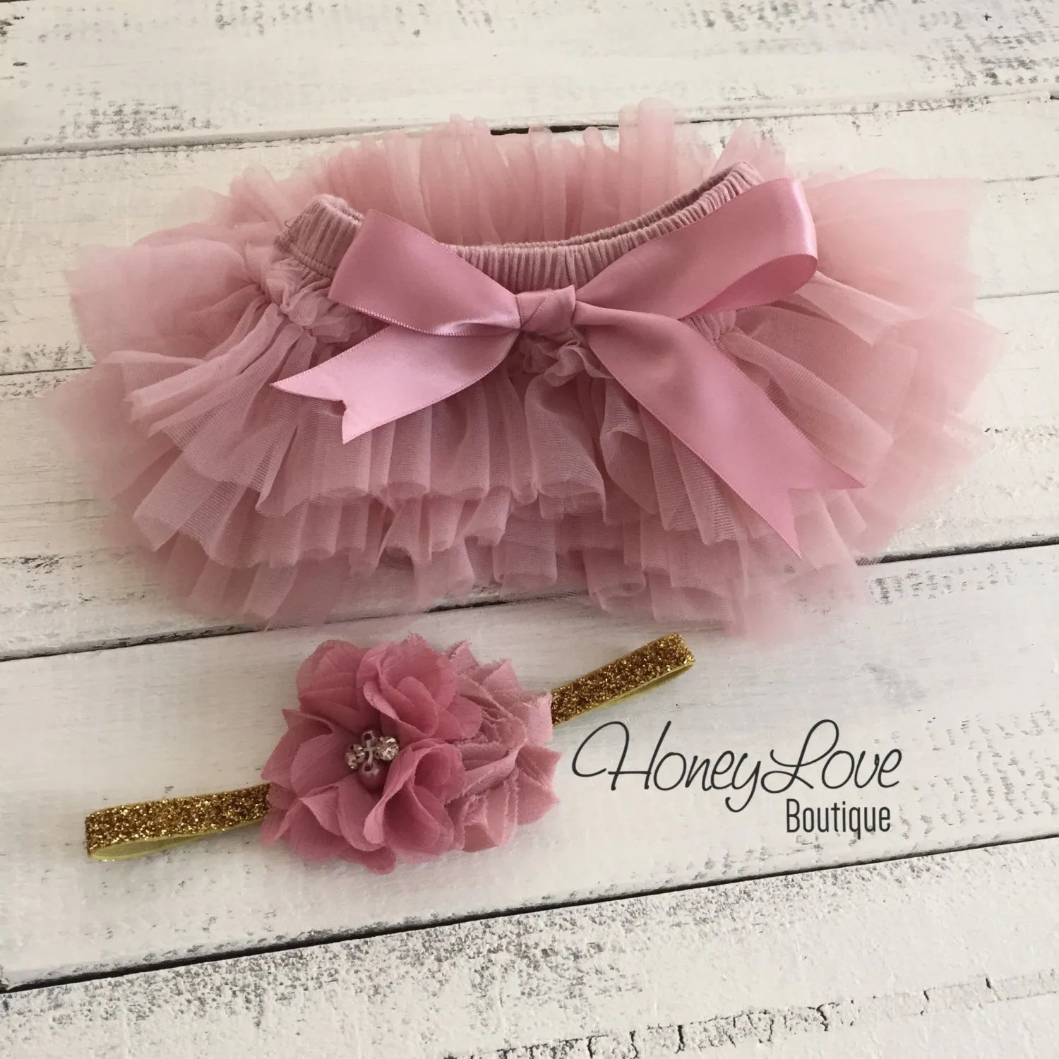 PERSONALIZED Name Outfit - Gold Glitter and Vintage Pink