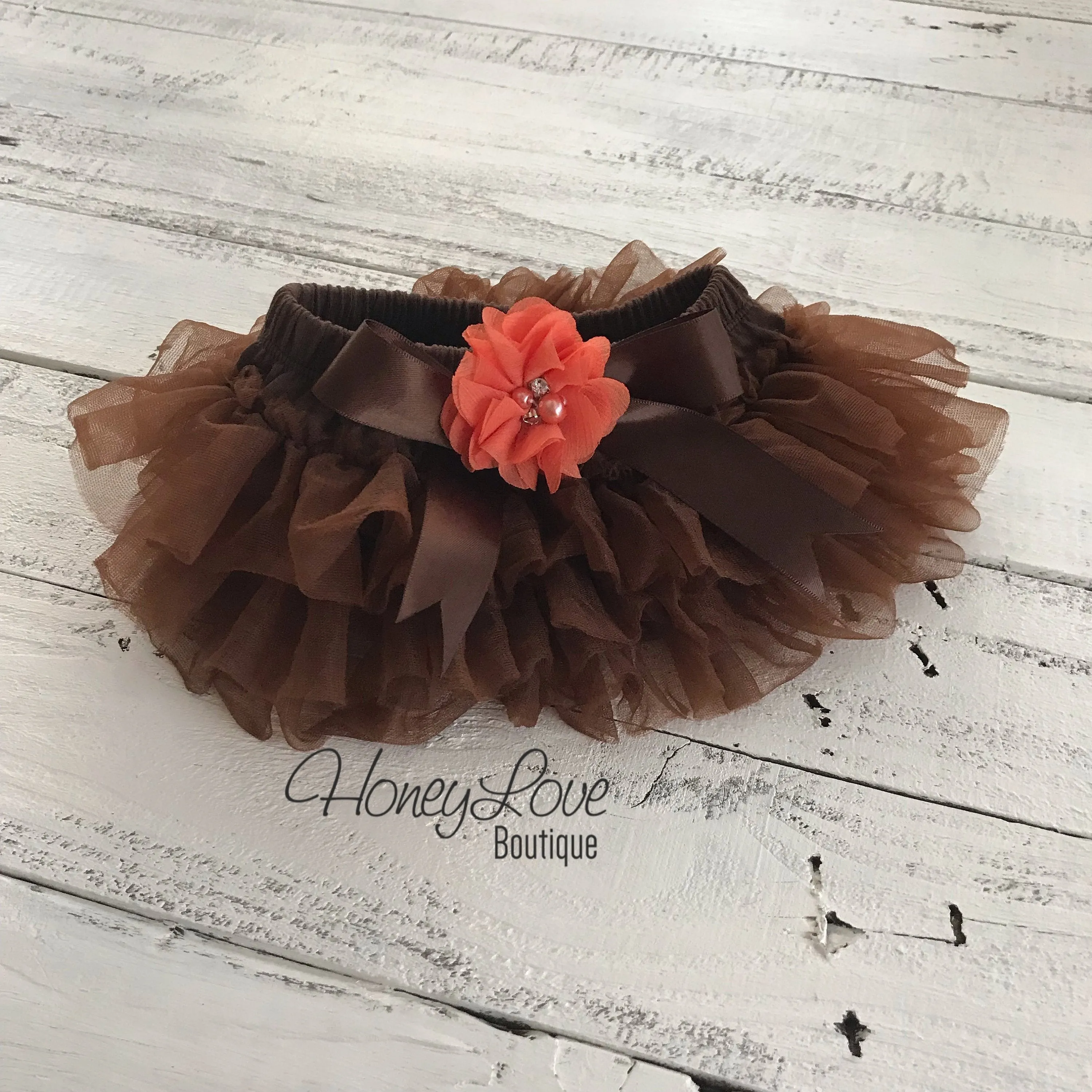 PERSONALIZED Name Outfit - Gold Glitter, Brown and Orange - embellished tutu skirt bloomers