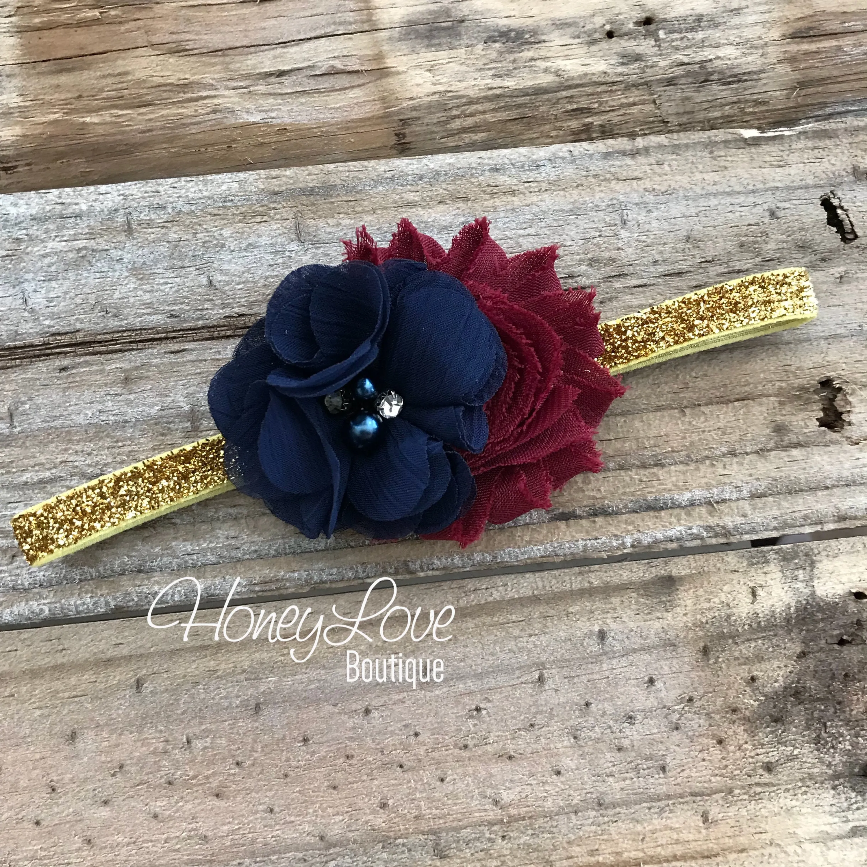 PERSONALIZED Name Outfit - Navy Blue and Gold Glitter - Maroon/Burgundy flower embellished tutu skirt bloomers