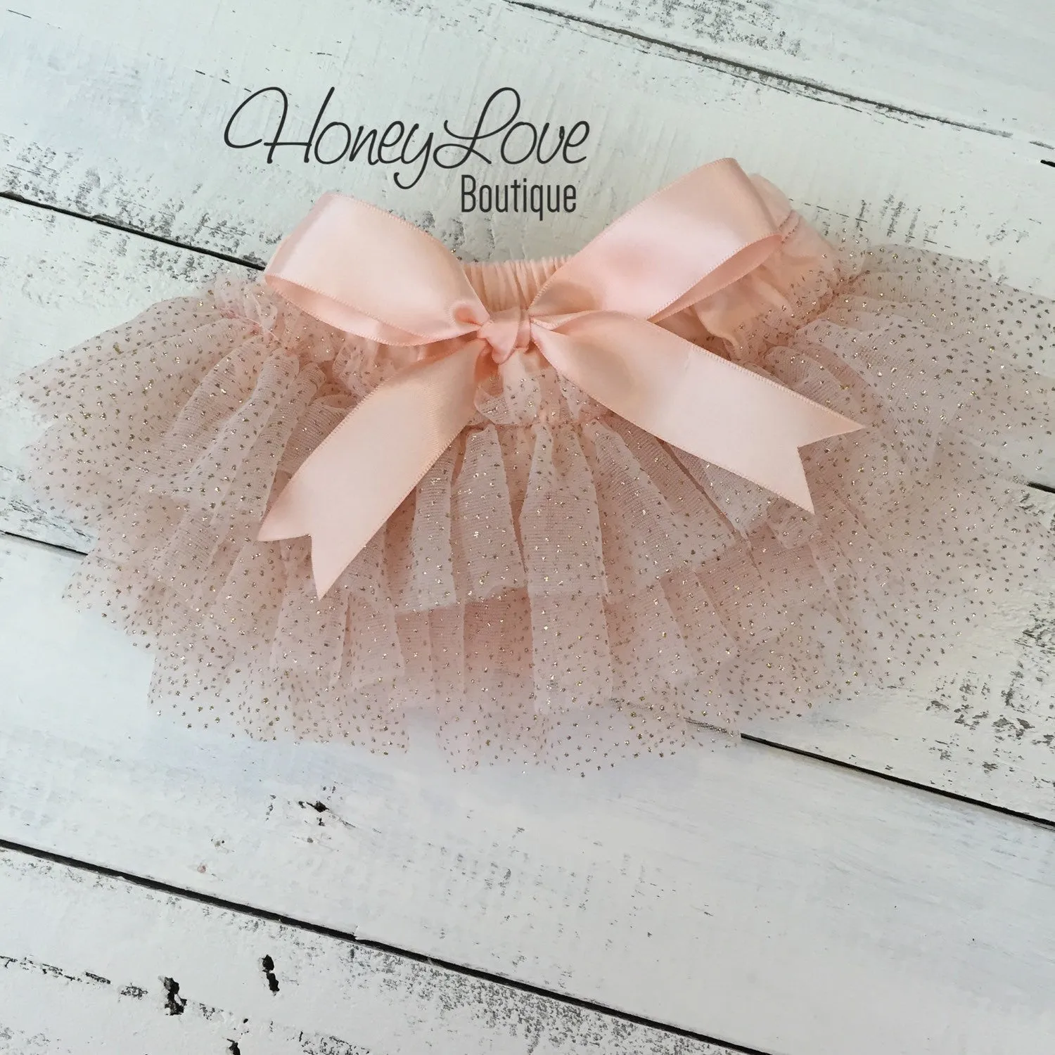 PERSONALIZED Name Outfit - Peach and Gold Glitter