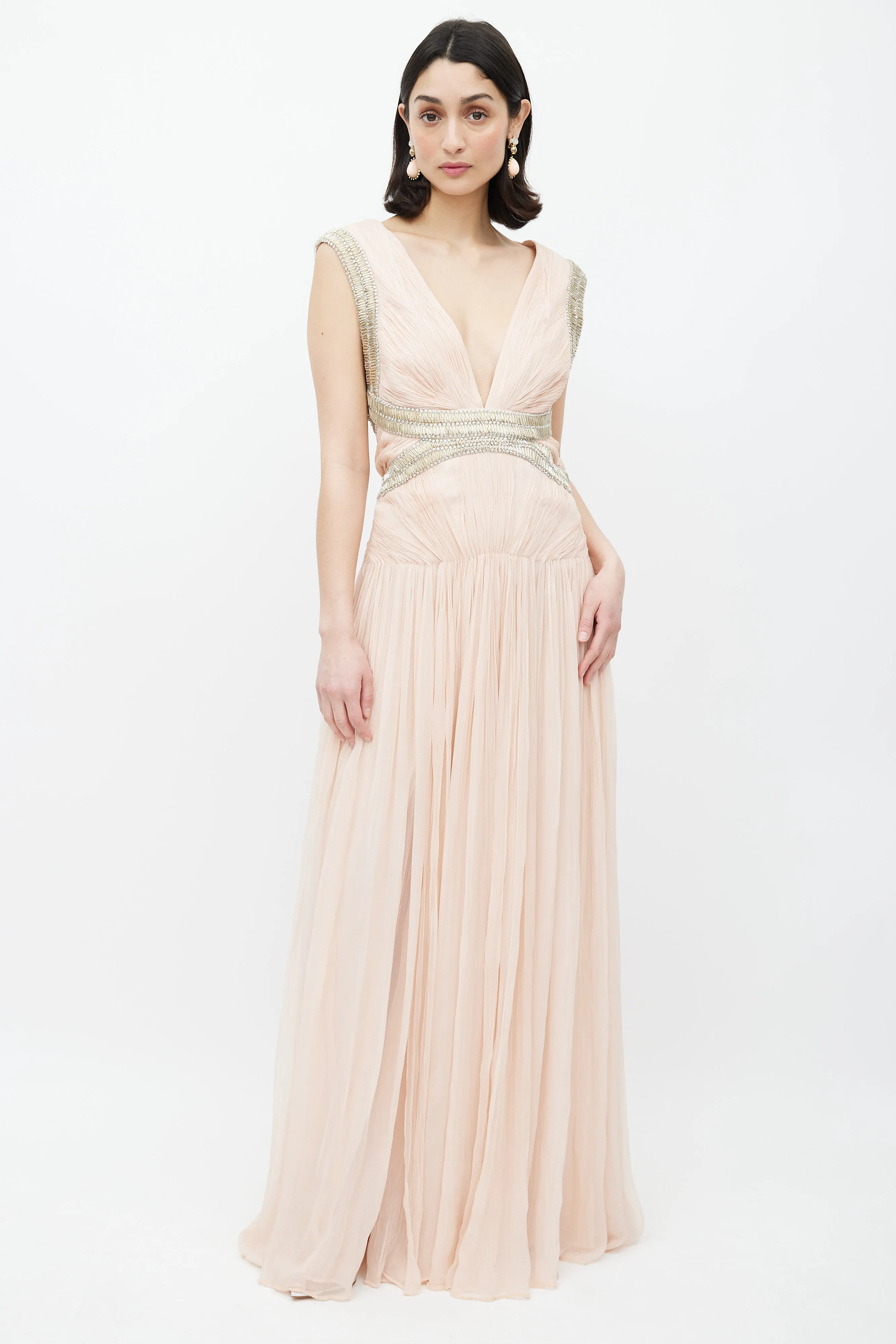 Pink & Multicolour Embellished Gown