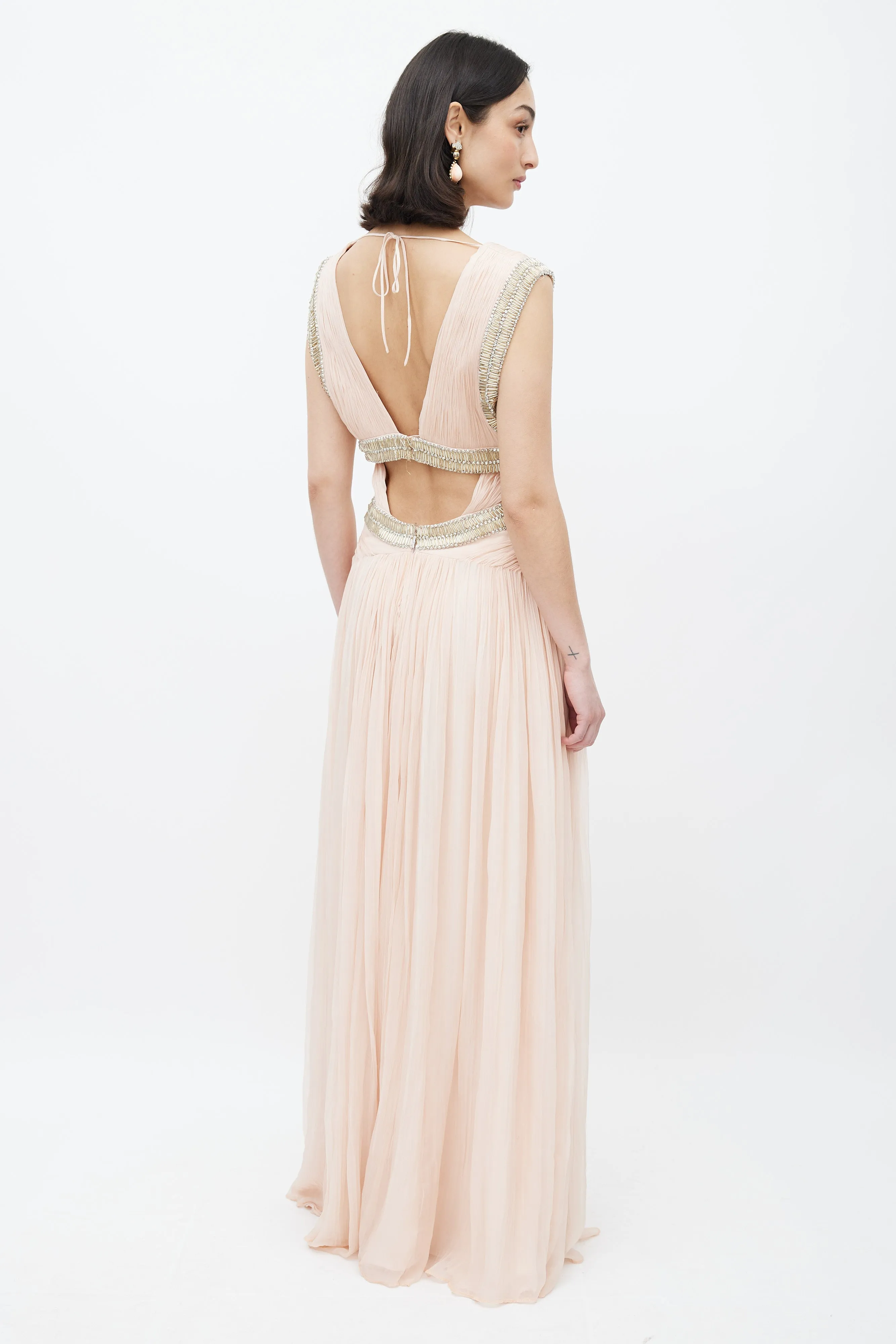 Pink & Multicolour Embellished Gown