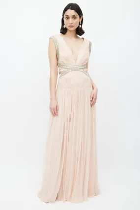 Pink & Multicolour Embellished Gown