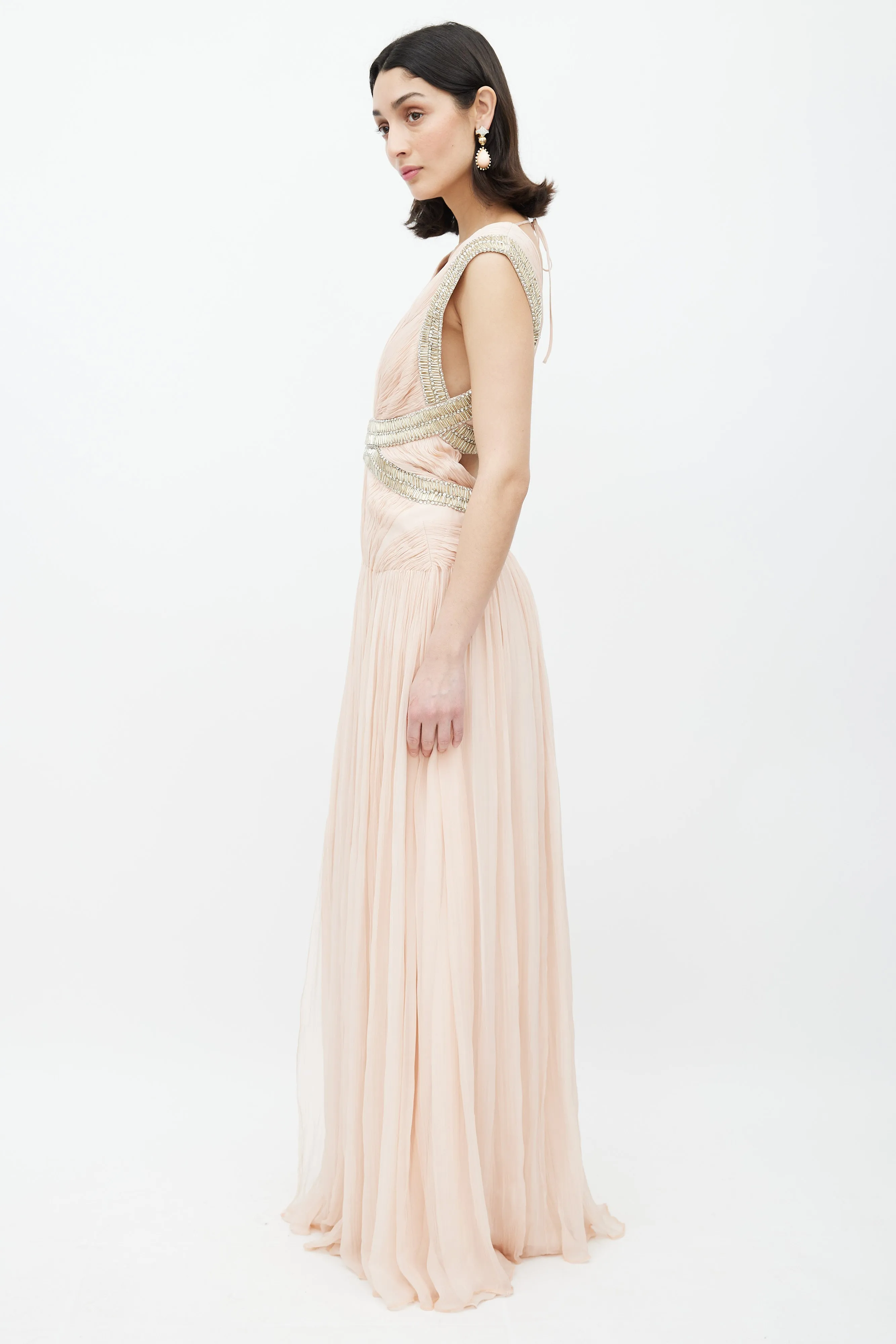 Pink & Multicolour Embellished Gown