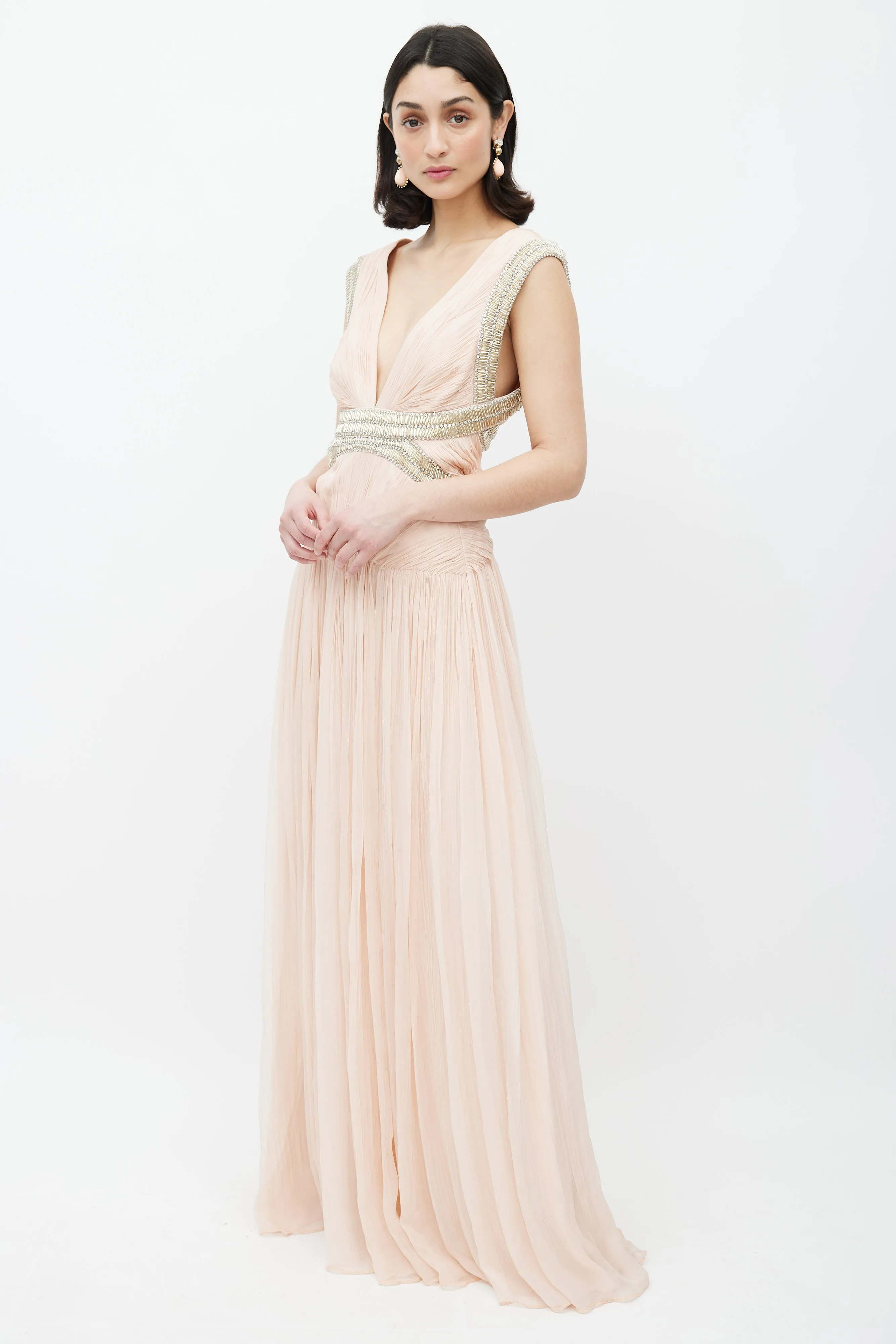 Pink & Multicolour Embellished Gown