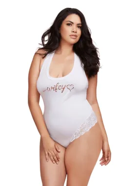 Plus Size White Lace Wifey Teddy