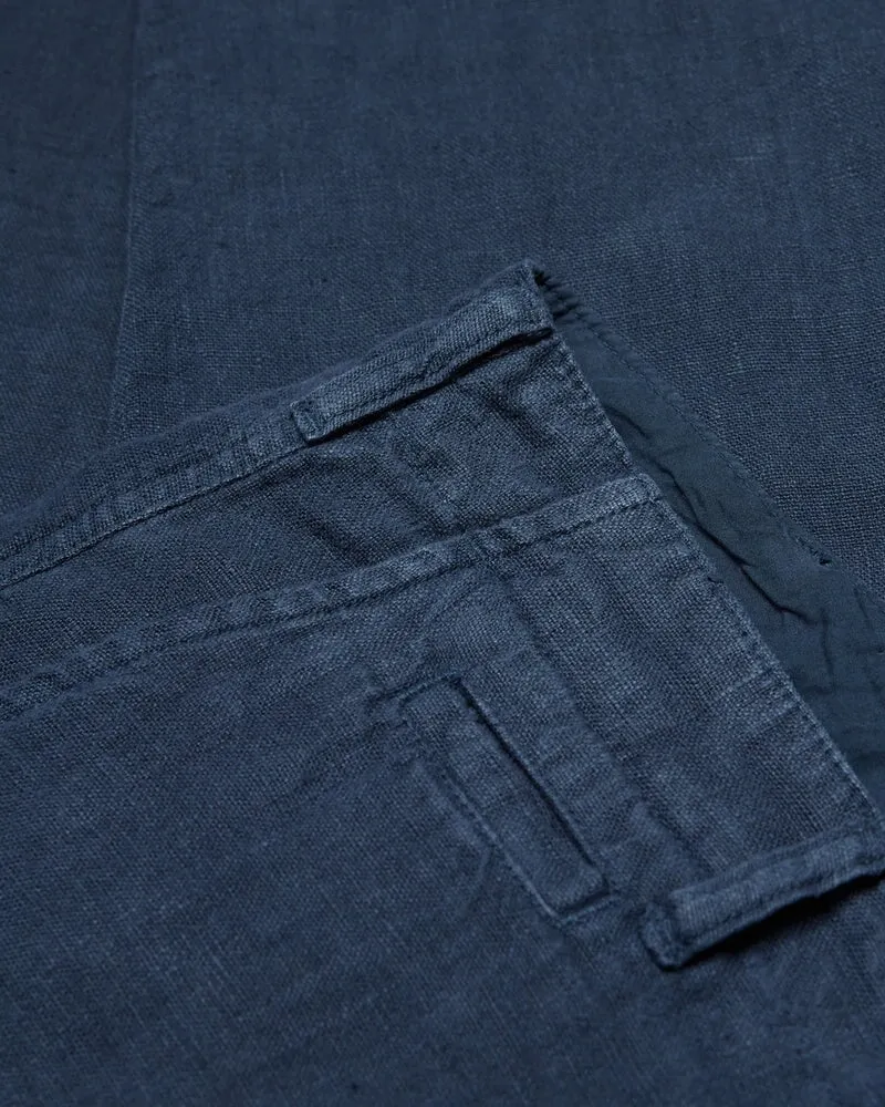 Portuguese Flannel Linen Trousers - Navy