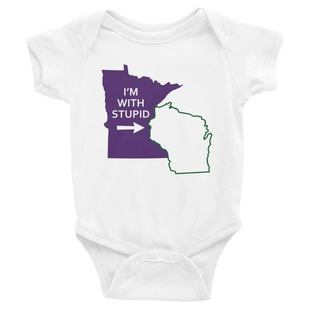 "I'm With Stupid" Minnesota Vikings vs. Green Bay Packers Baby Onesie