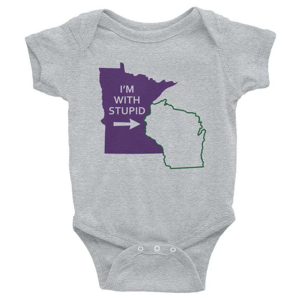 "I'm With Stupid" Minnesota Vikings vs. Green Bay Packers Baby Onesie