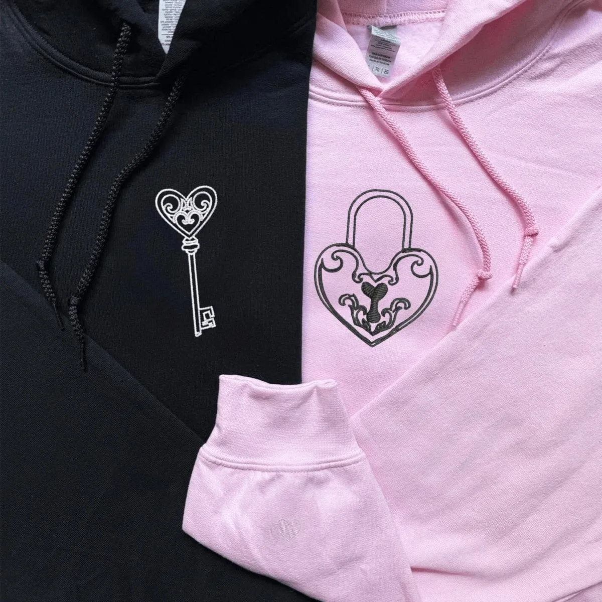 "Key to my Heart" Matching Couple Sweatshirts - Personalized Embroidered Sweatshirts For Couples