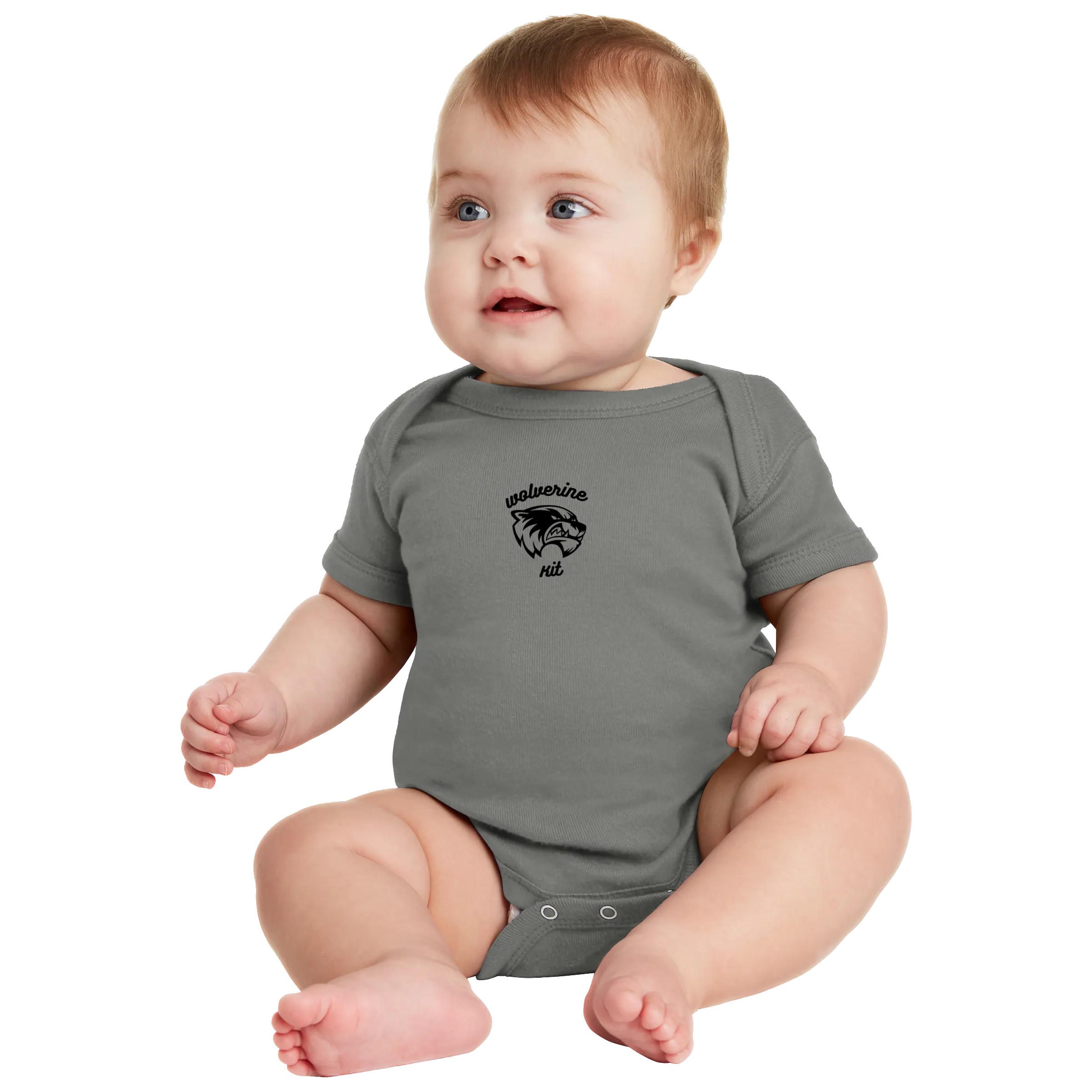 Rabbit Skins Infant Short Sleeve Baby Rib Bodysuit - Wolv Kit