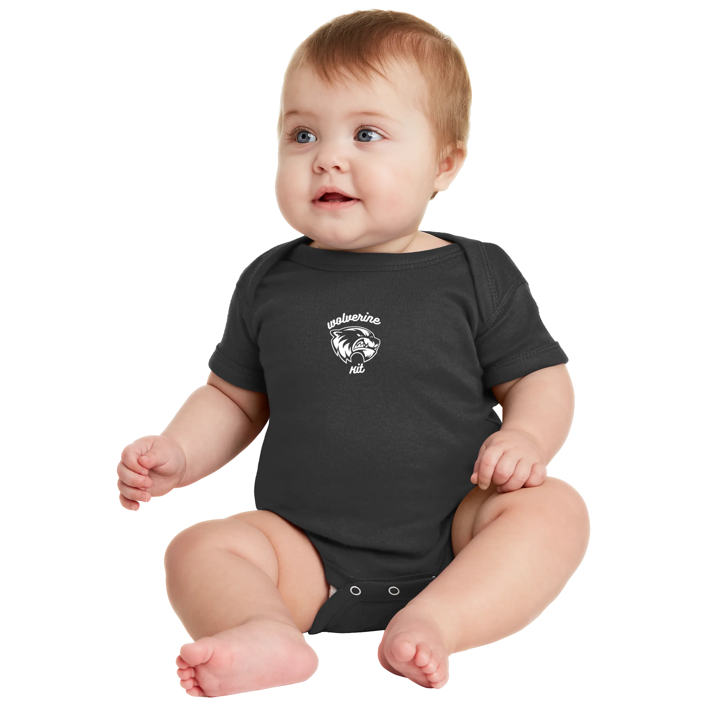 Rabbit Skins Infant Short Sleeve Baby Rib Bodysuit - Wolv Kit