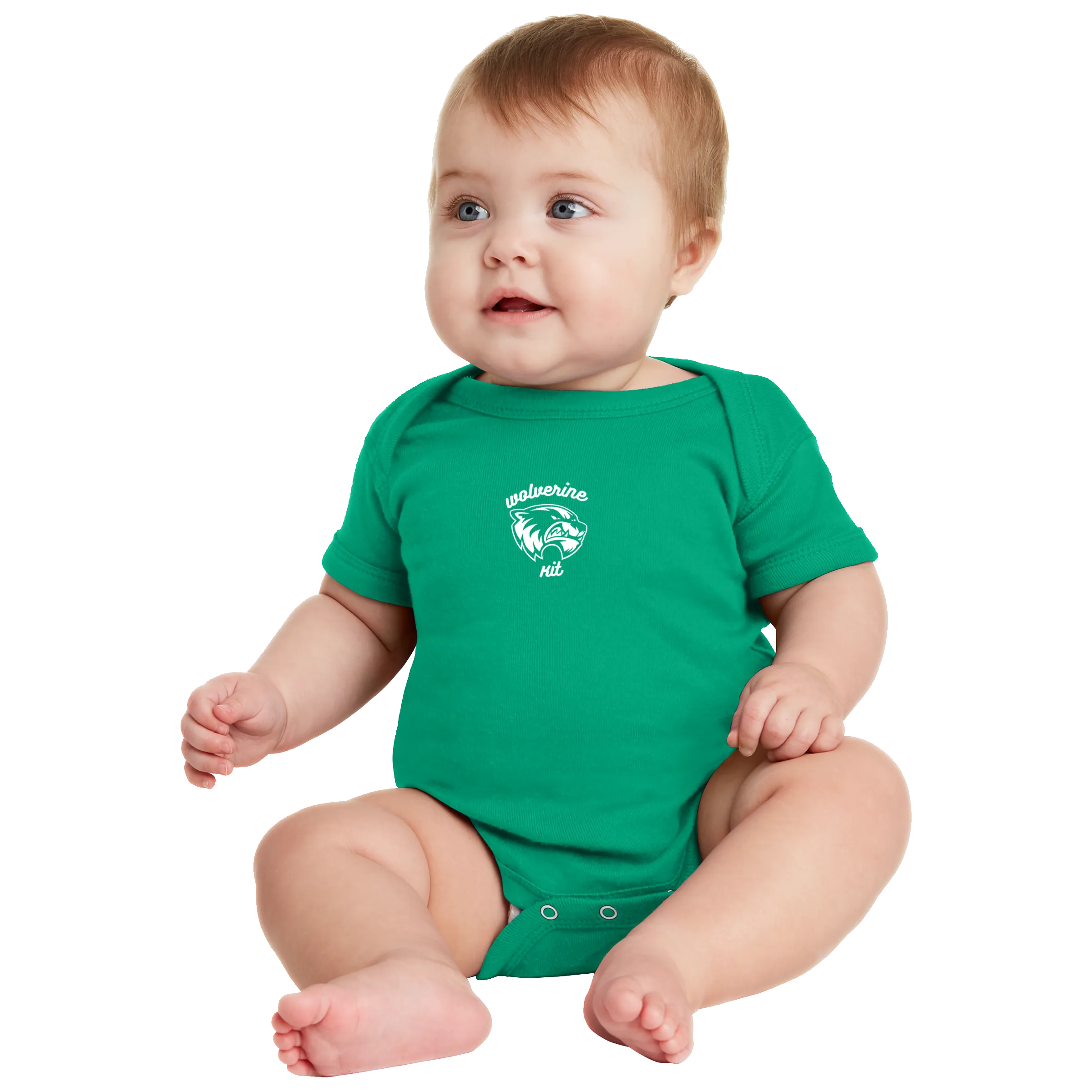 Rabbit Skins Infant Short Sleeve Baby Rib Bodysuit - Wolv Kit