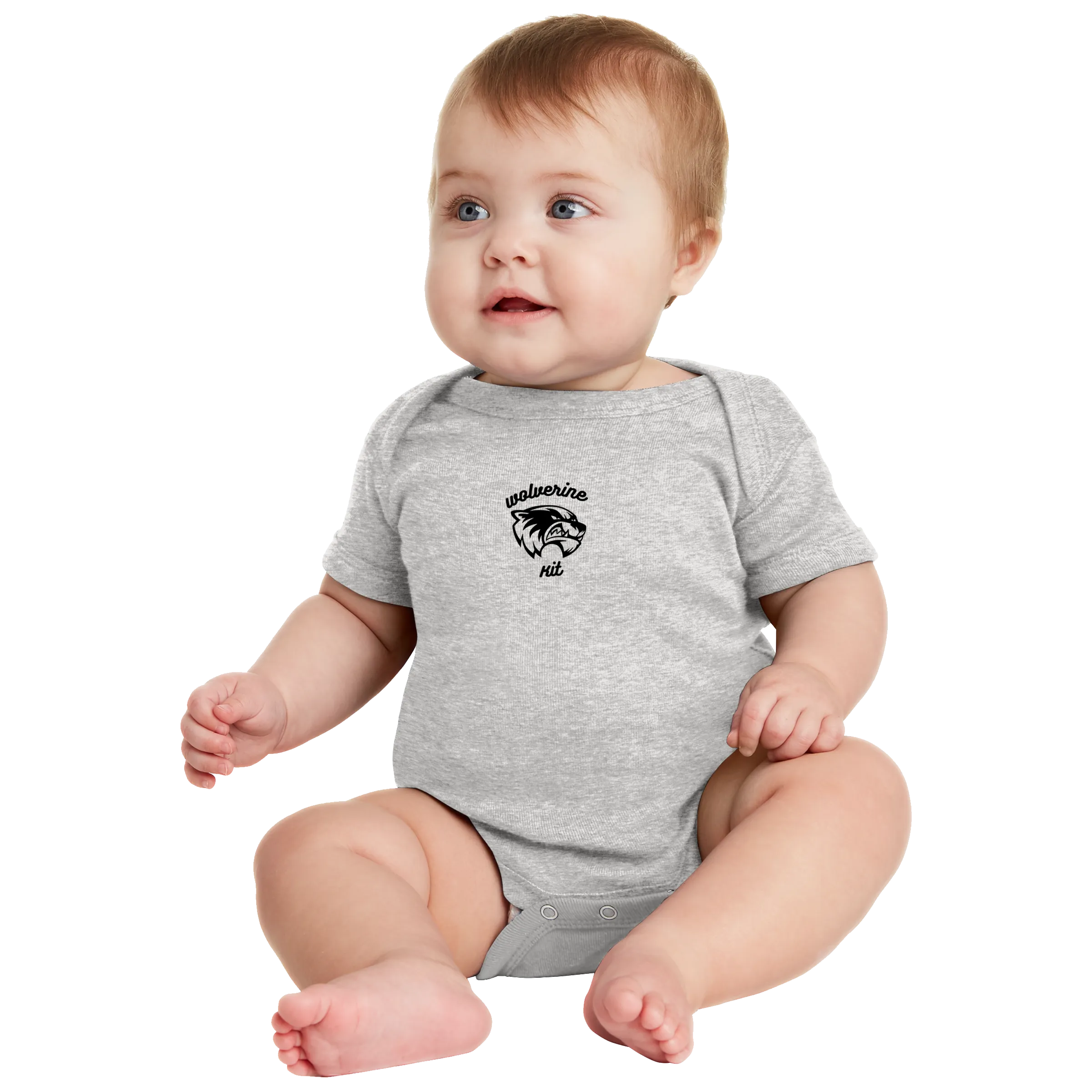 Rabbit Skins Infant Short Sleeve Baby Rib Bodysuit - Wolv Kit