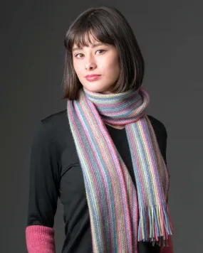 Raspberry (Blue-Green) Multi Stripe Scarf - NX378