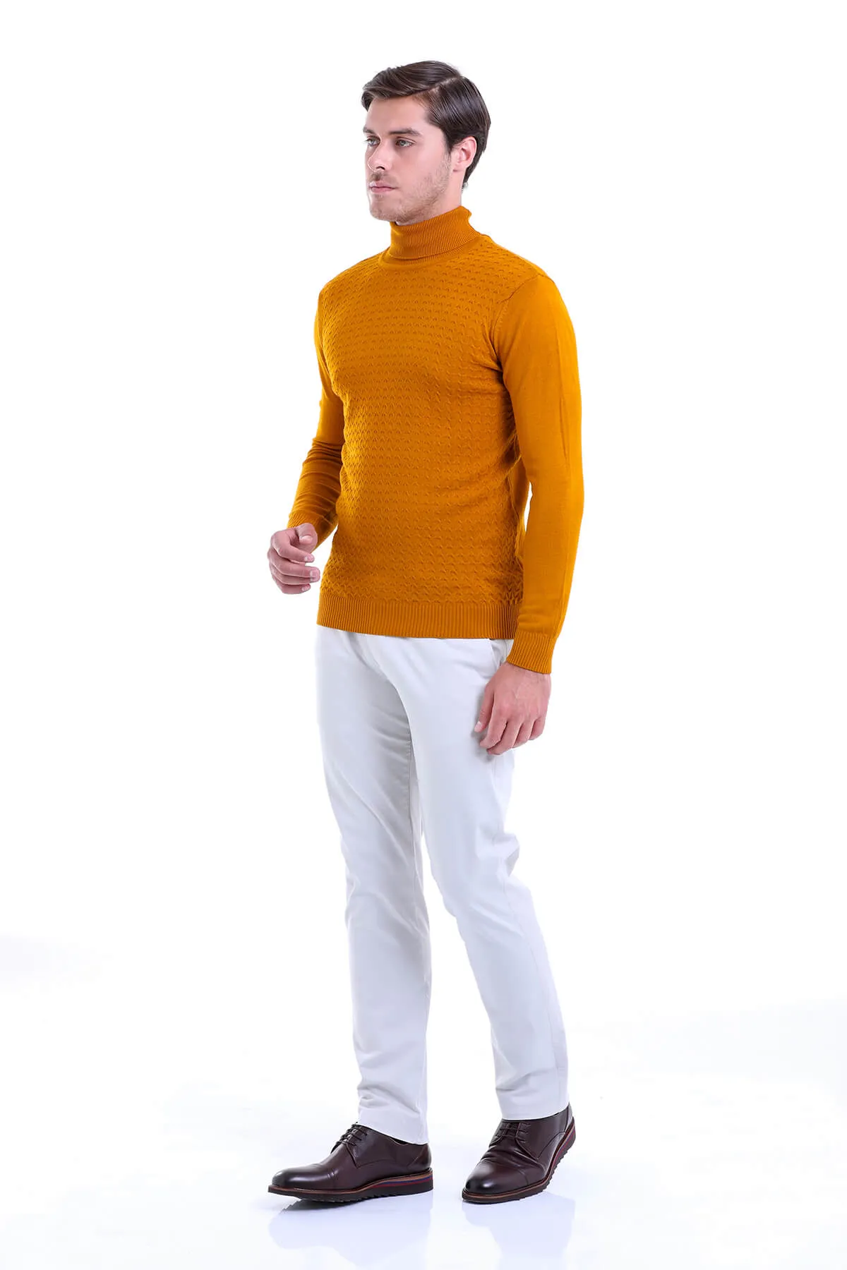 Regular Fit Saffron Turtleneck Sweater