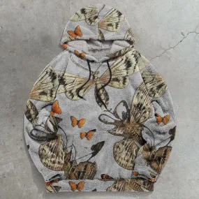 Retro Butterfly Fashion Print Plush Hoodie