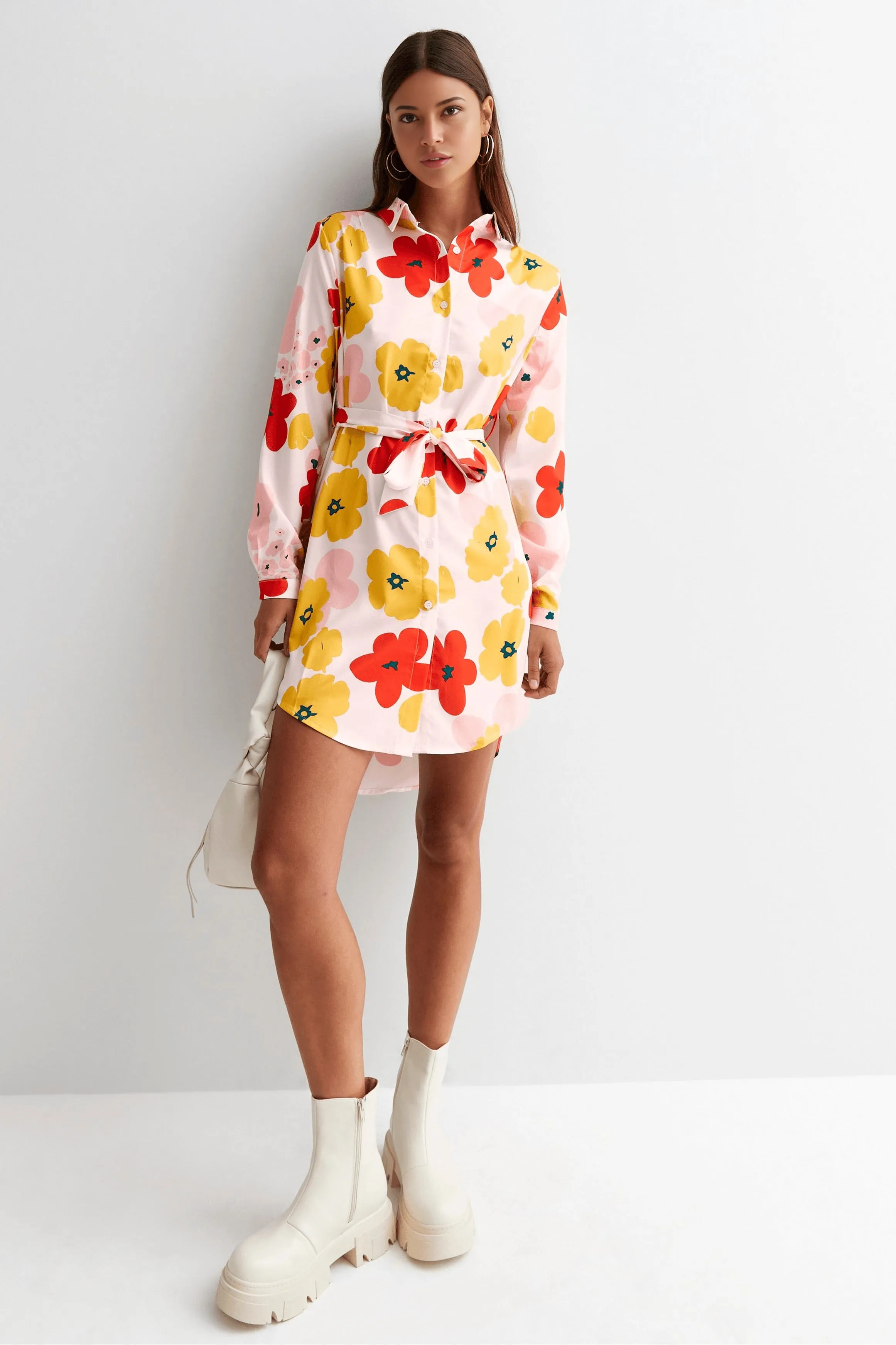 Retro Floral Shirt Dress