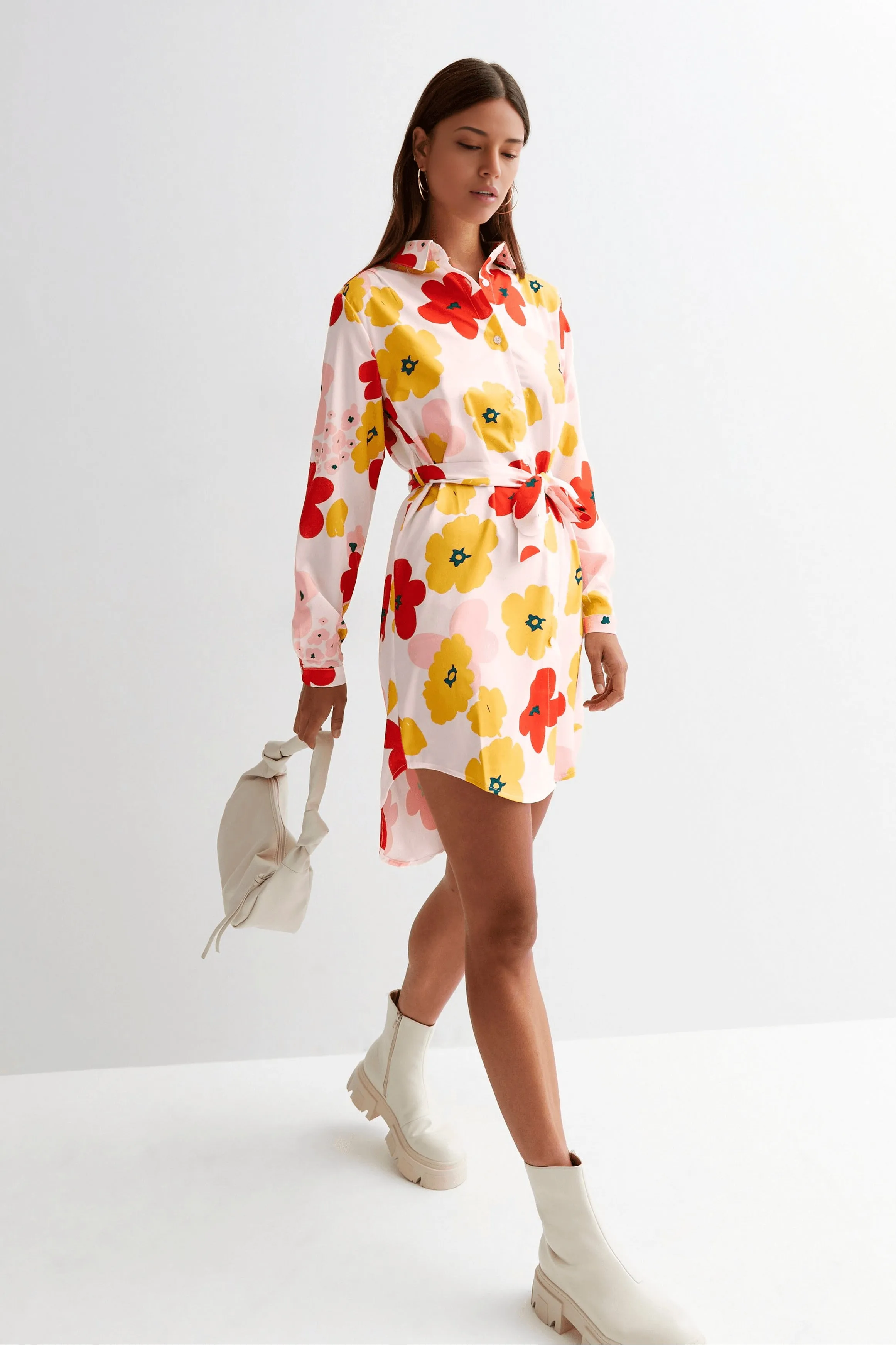 Retro Floral Shirt Dress