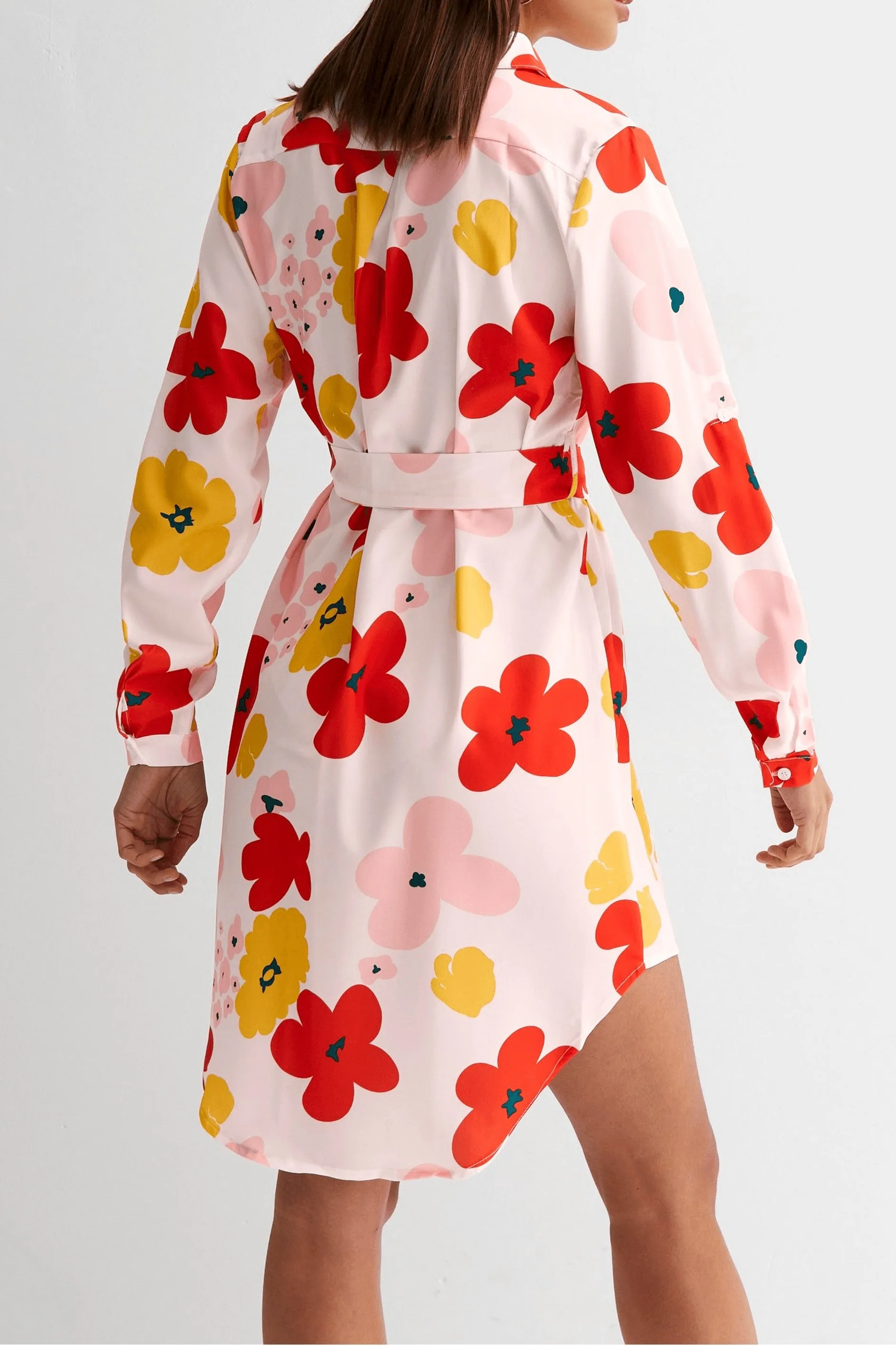 Retro Floral Shirt Dress