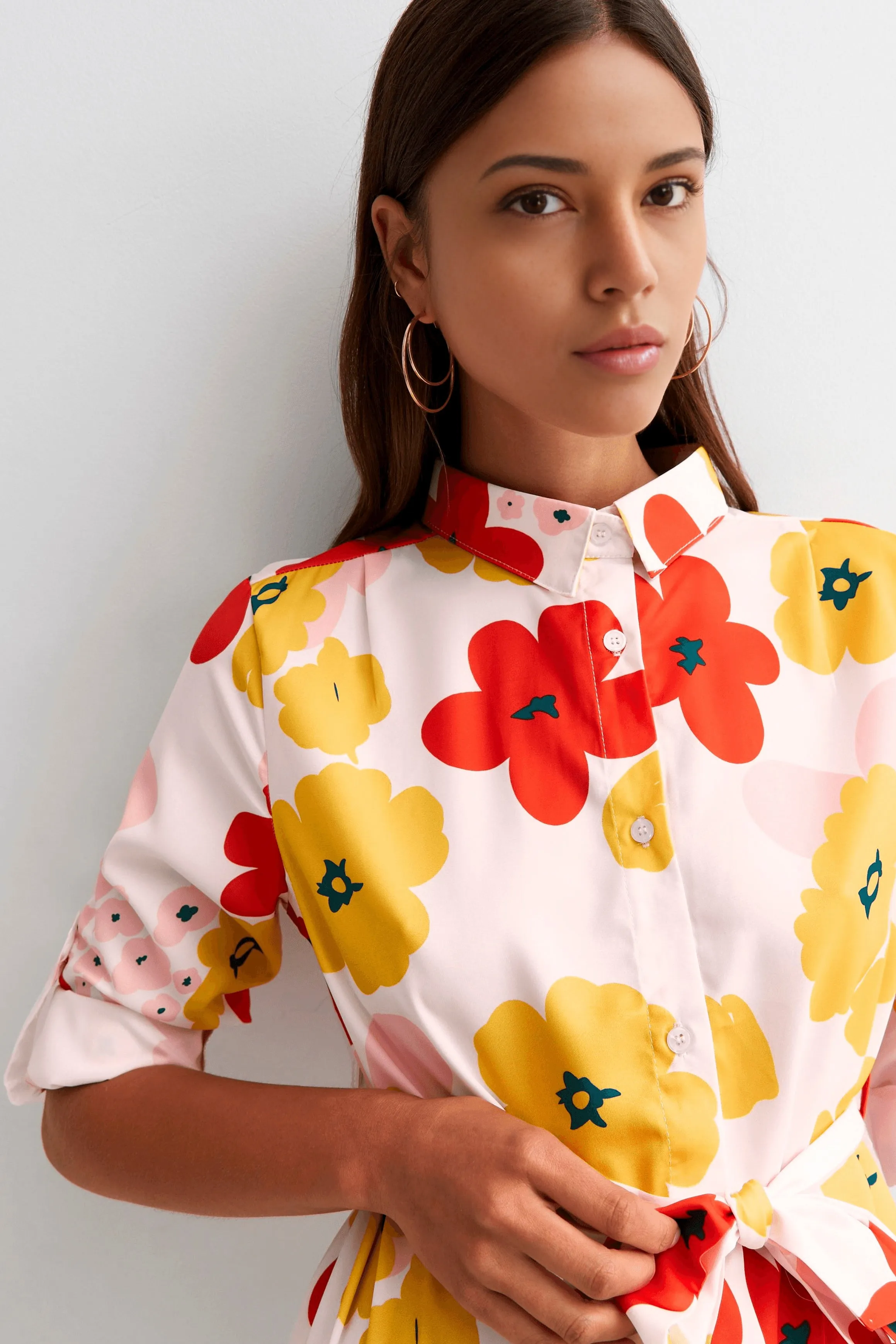 Retro Floral Shirt Dress