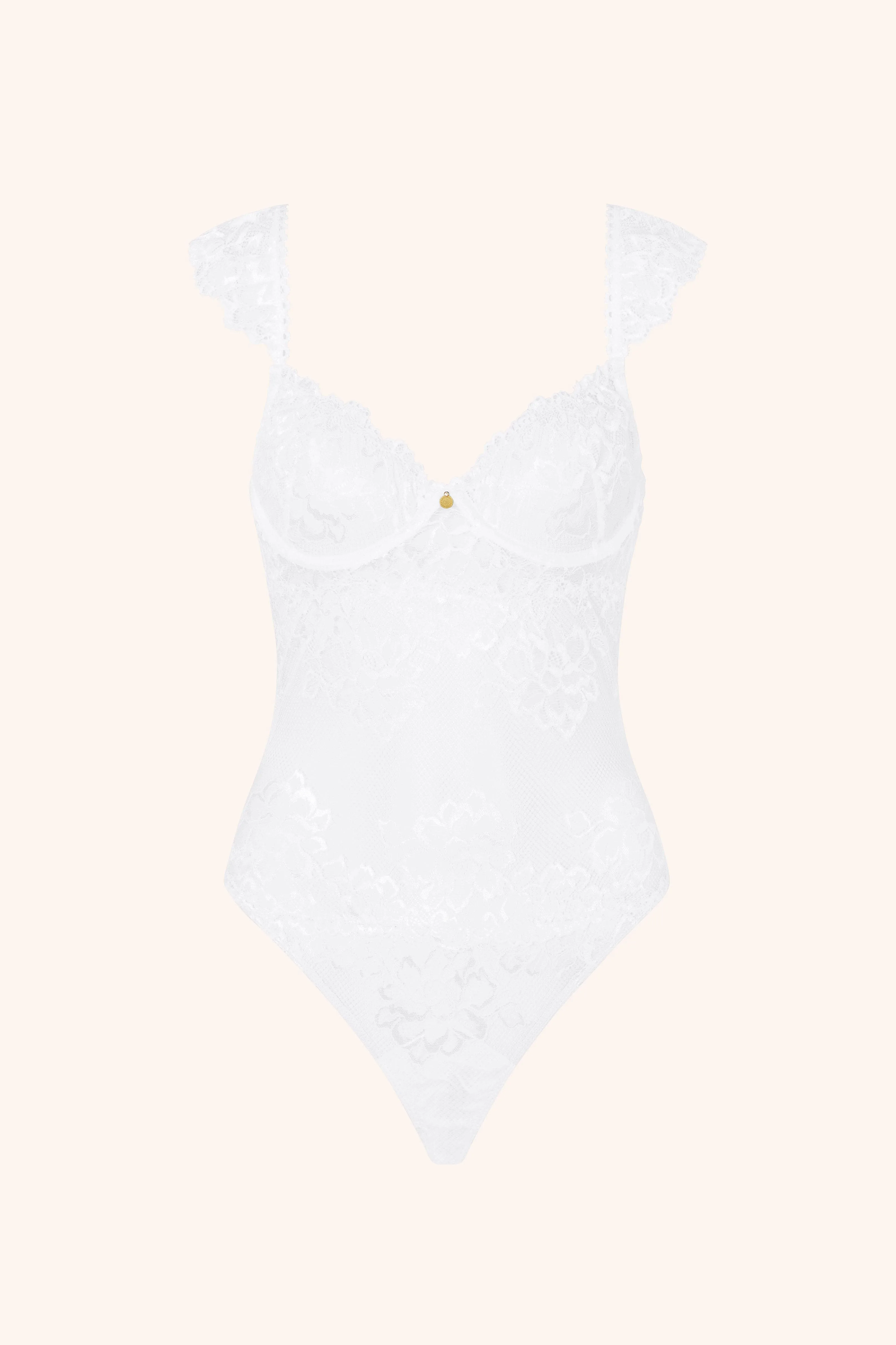 Ruffle Bodysuit White