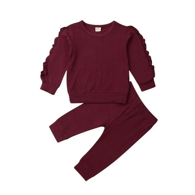 Ruffles Sweatshirt   Pants Clothing Set