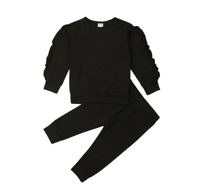 Ruffles Sweatshirt   Pants Clothing Set