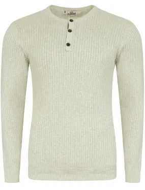 Rushmore Henley Ribbed Jumper in Oatgrey Marl - Tokyo Laundry