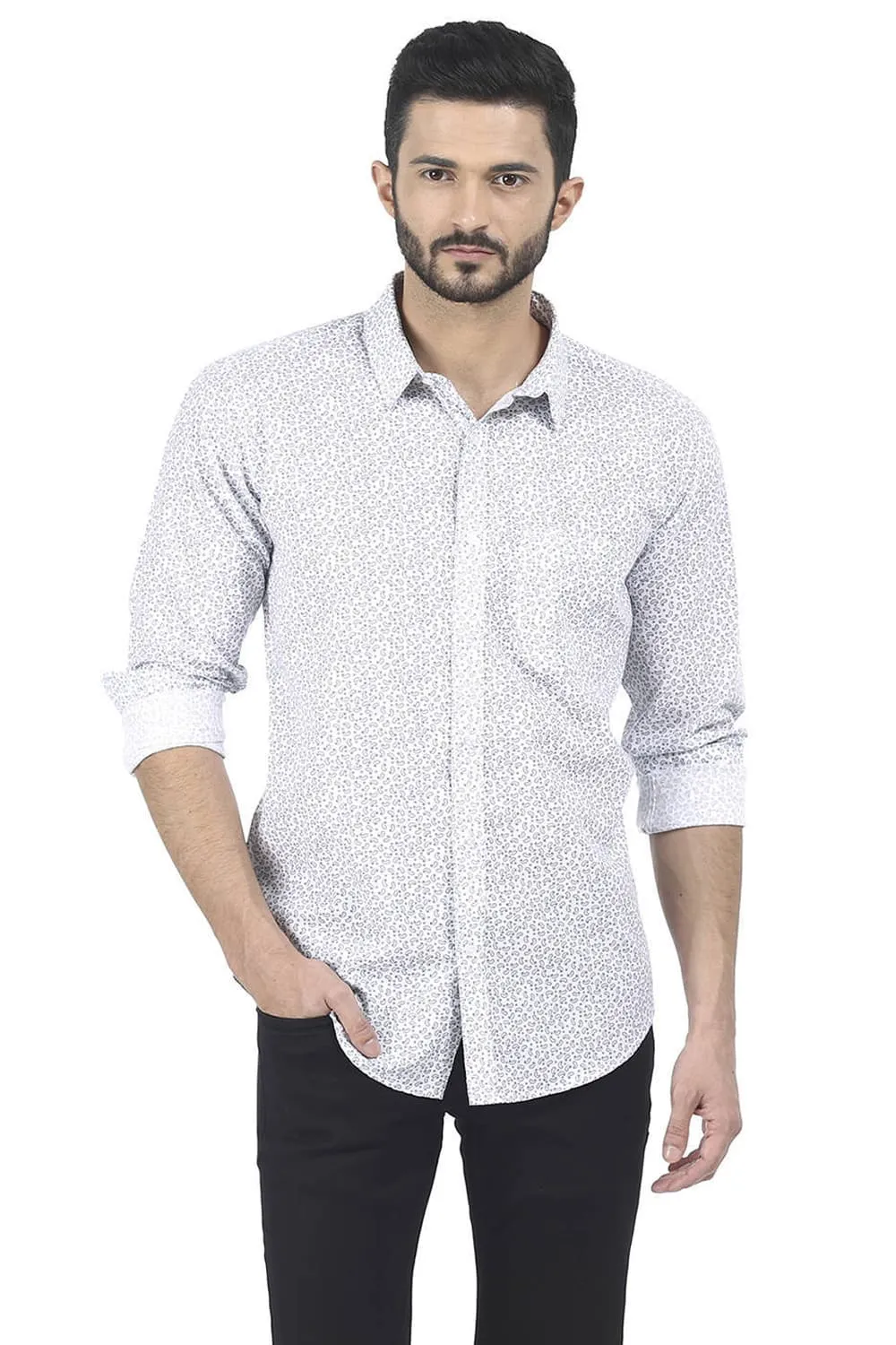 Slim Fit Dobby Printed Shirt