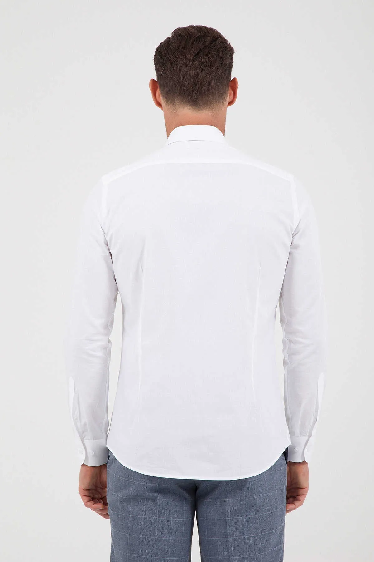 Slim Fit Long Sleeve 100% Cotton White Dress Shirt