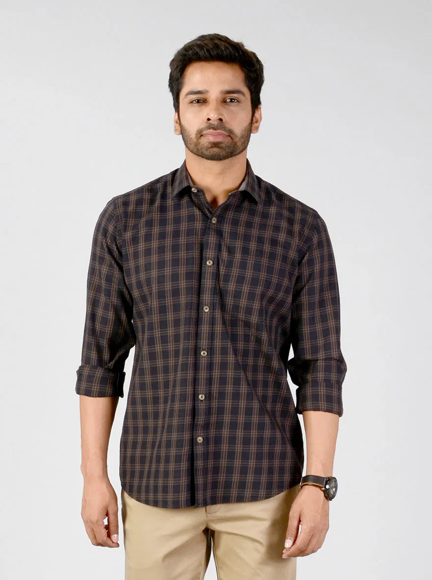 Soil Brown & Black Checked Smart Fit Casual Shirt | Greenfibre